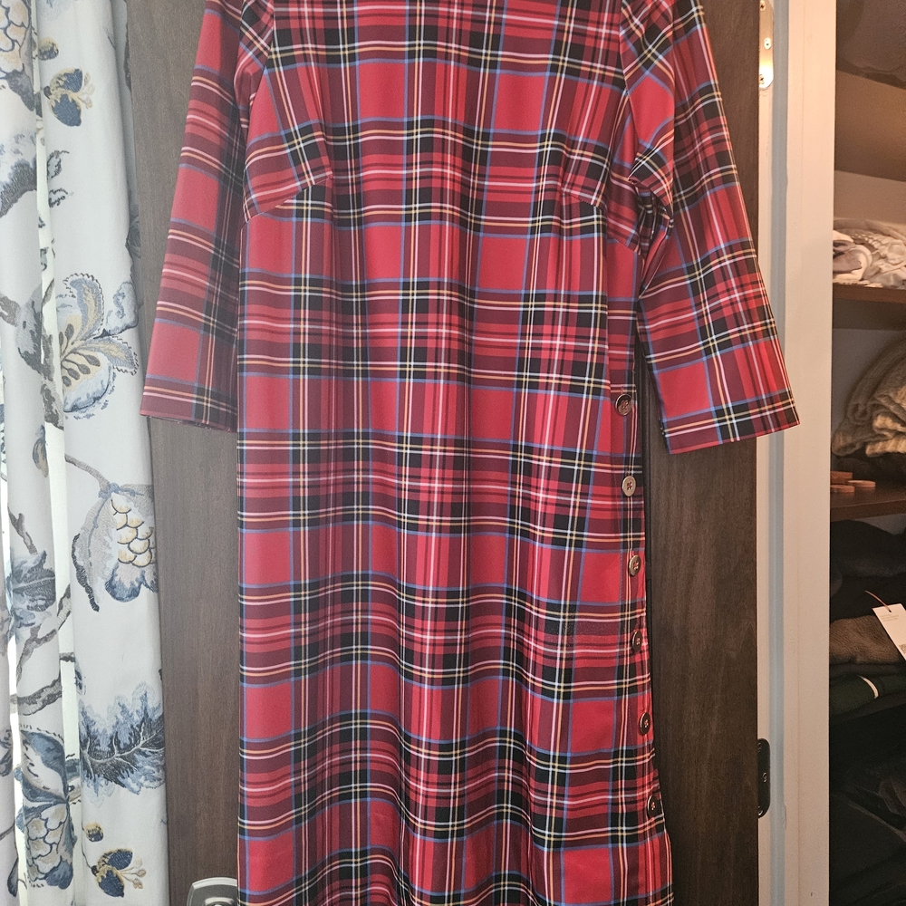 Gretchen Scott Designs Red Plaid Long Sleeve Dress